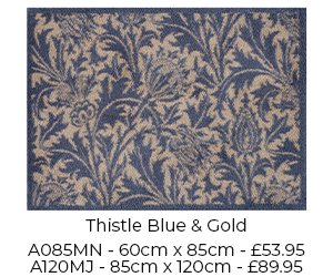 With a sense of heraldic style, this charming Thistle print comes in royal blue and neutral colour tones. This machine washable door mat by Morris & Co. has been crafted with super absorbent cotton tufts to stop the worst of the dirt, mud and moisture at at the door. Now available in medium and runner sizes.