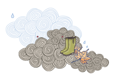 Illustration - rain cloud and wellies