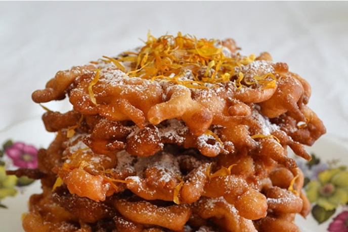 Calendula and honey funnel cake