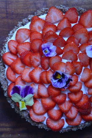 Strawberry and coconut tart