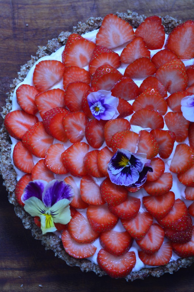 Strawberry and coconut tart