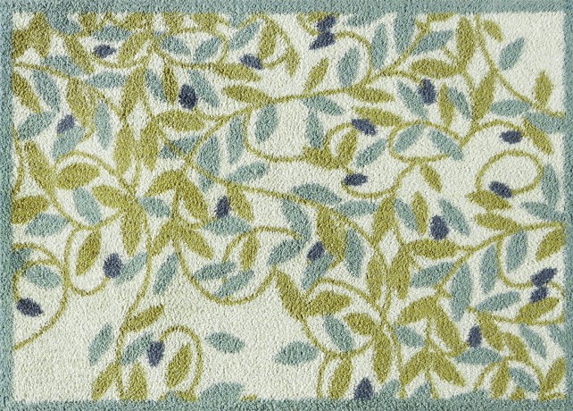 Green doormat with olive branch print