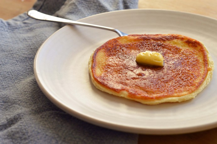 Butter melting on fluffy scotch pancakes