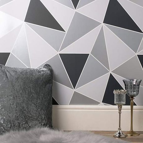 Dunelm Geo Silver Wallpaper